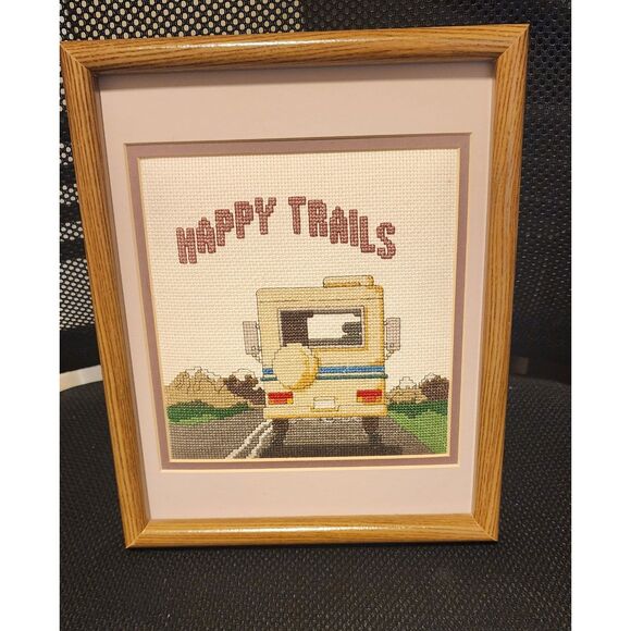 Happy Trails Framed Counted Cross Stitch Framed - Picture 1 of 3